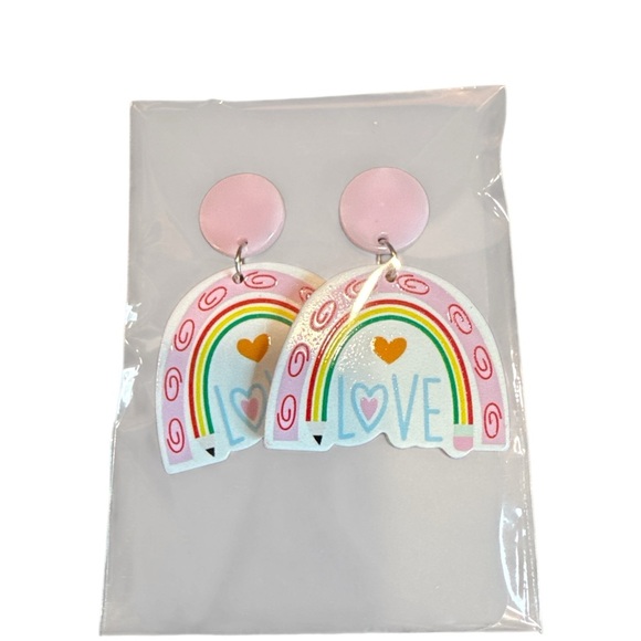 3/$20 Rainbow Love Earrings - Picture 7 of 7